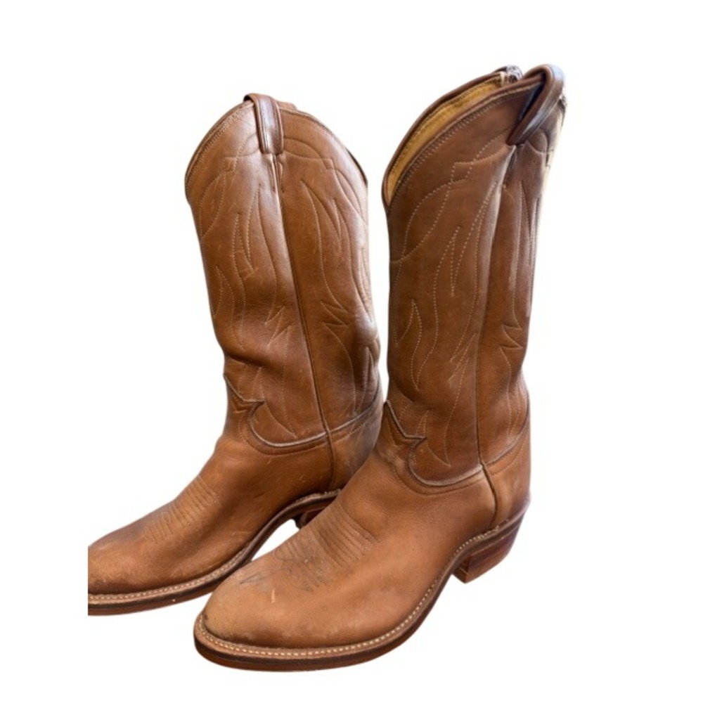 Vintage Tony Lama Tan Leather Western Cowboy Boots Mens 8.5 EE Wide